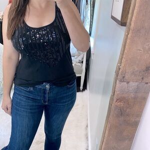 Kische black sequin tank top size medium